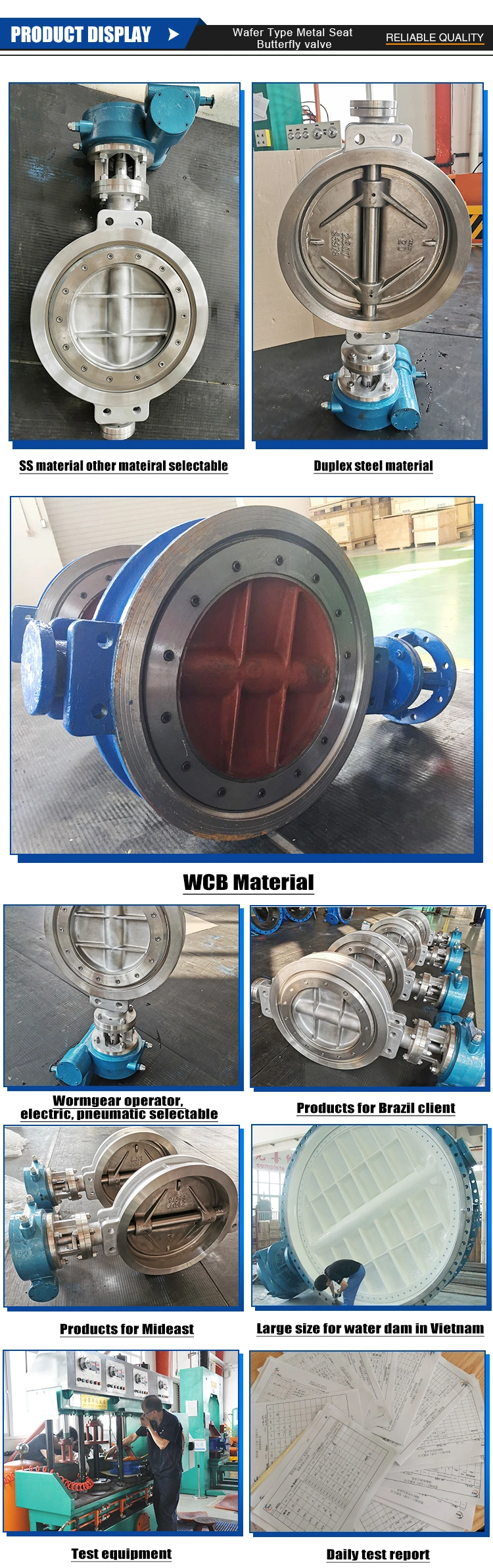 API Stainless Steel Worm Gear Operated Double Eccentric Wafer Butterfly Valves Metal Hard Sealing